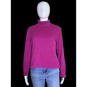 Rafaella Pink Ribbed Cotton Long Sleeve Turtleneck Sweater Women Size Medium